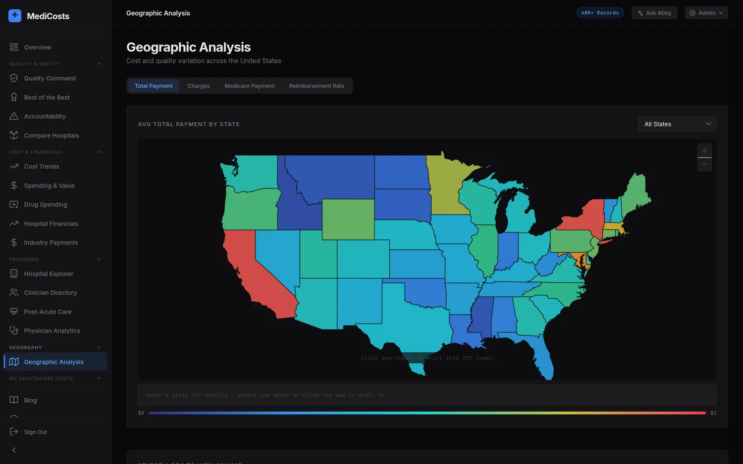 MediCosts geographic analysis choropleth map
